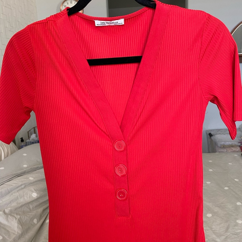 Zara Red Bodycon Midi Dress